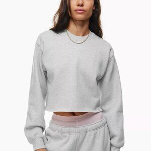 Aritzia TNA Cozy Fleece Boyfriend Cropped Sweater - Grey Size 1